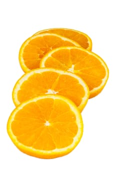 Slices of orange isolated on white background with clipping path