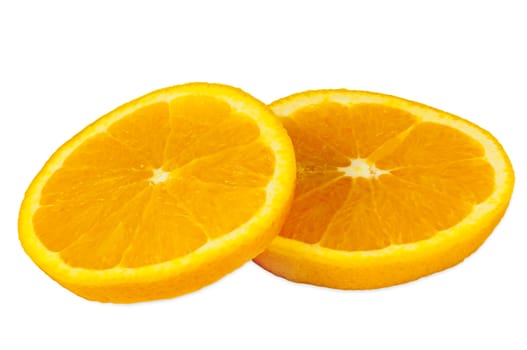 Slices of orange isolated on white background with clipping path