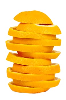 Stack of orange slices isolated on white background with clipping path