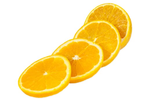 Slices of orange isolated on white background with clipping path