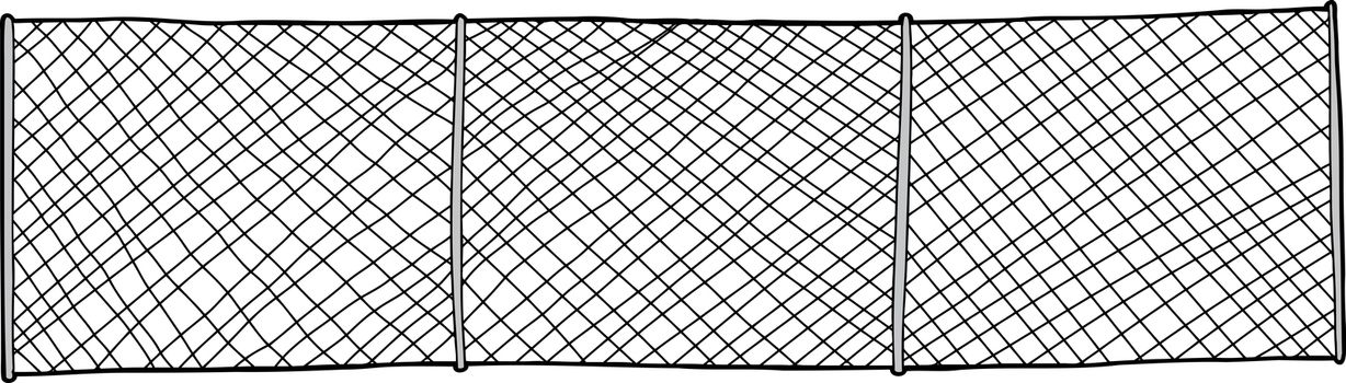 Hand drawn chain link fence background on white