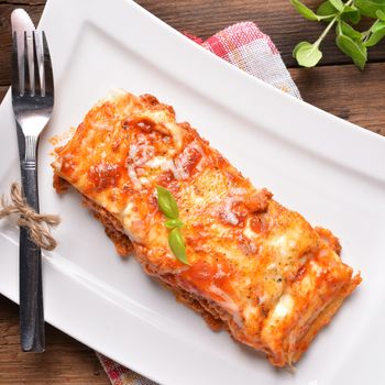Homemade lasagne bolognese