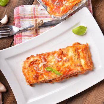 Homemade lasagne bolognese