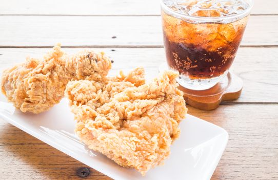 Set of fried chicken with cola drink, stock photo