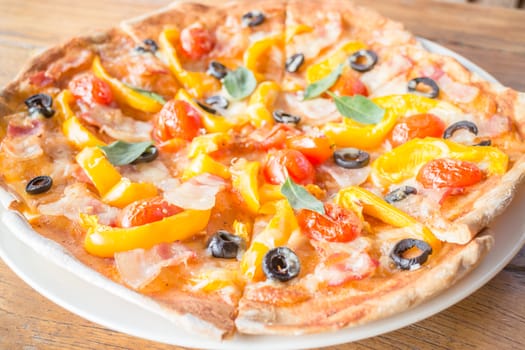 Big size of fresh homemade pizza, stock photo