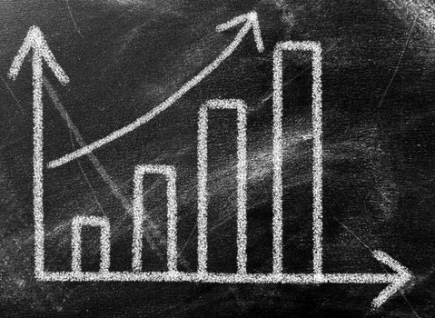 chalkboard with empty finance business graph