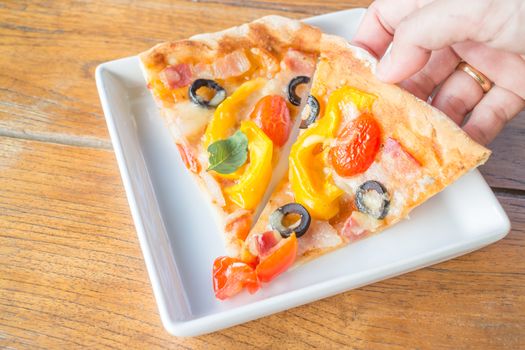 Easy meal with homemade pizza, stock photo