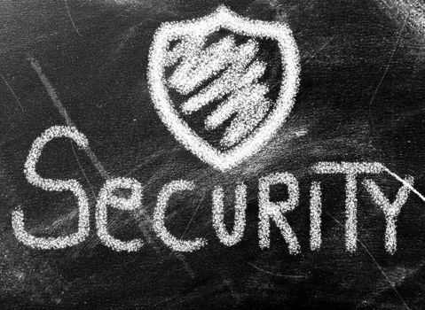 Security word on chalkboard