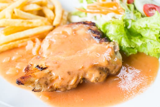 Close up grilled chicken steak, stock photo