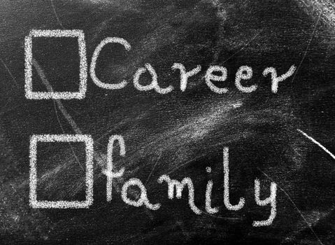 Business concept - career or family