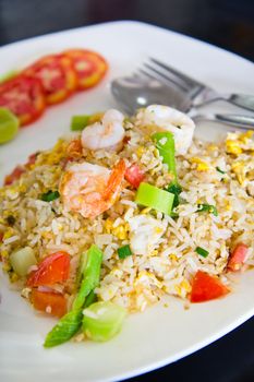 close up Fried rice with shrimp