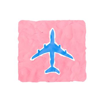 Airplane icon handmade isolated on white background