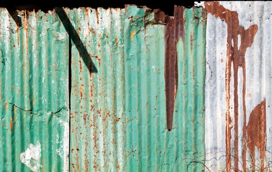 dirty and Rusted galvanized iron roof ,large tin background 