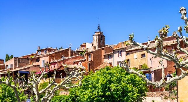 Roussillon village sunset view, Provence, France 