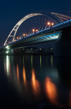 bridge over the river at night