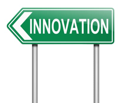 Illustration depicting a sign with an innovation concept.