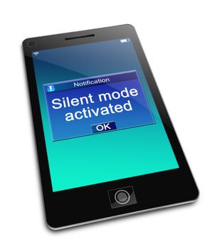 Illustration depicting a phone with a silent mode concept.