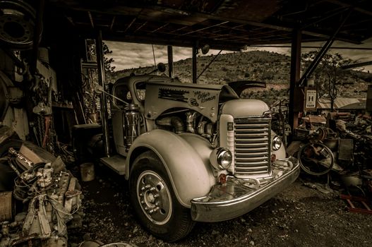 Truck Jerome Arizona Ghost Town mine and old cars