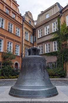 Point of interest: cracked bell at Kanonia Square, in the Old Town of Warsaw, Poland.