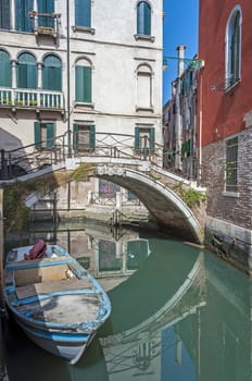 Bridge over a canal in Venice, Italy.