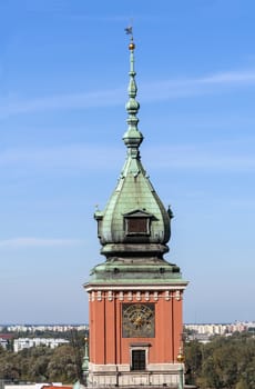 Royal Castle tower in Warsaw Old Town, Poland.