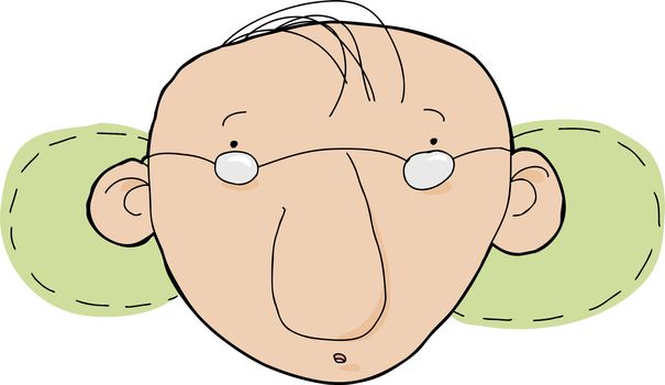 Cartoon of novice with green behind his ears
