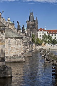 Prague Charles bridge and bridge tower