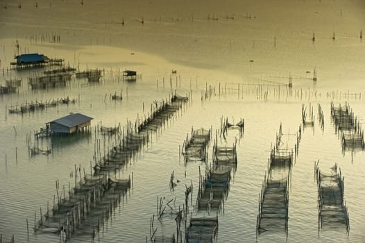 fish trap in the sea in south of Thailand.