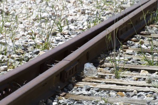 transport, train rails, detail of railways in Spain