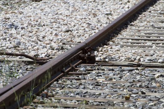 perspective, train rails, detail of railways in Spain