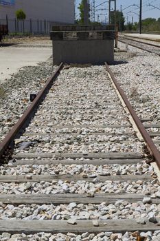 industrial train rails, detail of railways in Spain