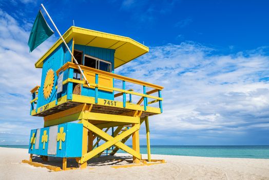 Colorful Lifeguard Tower in South Beach, Miami Beach, Florida, USA 