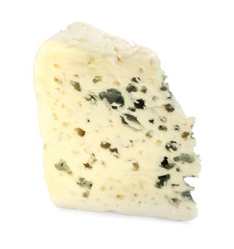 Portion of Roquefort cheese isolated on white background