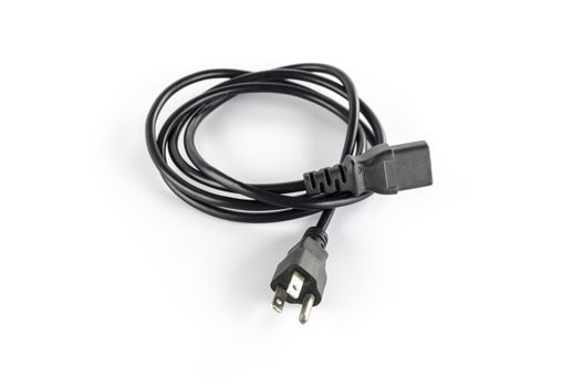 computer power plug cable on a white background
