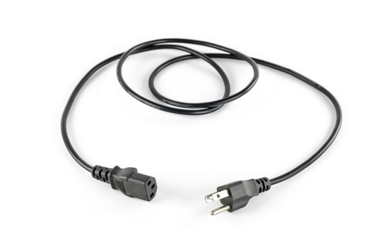 computer power plug cable on a white background