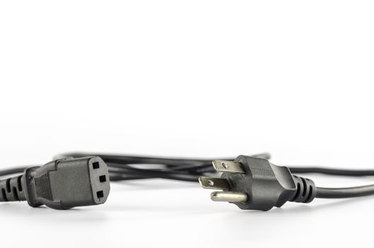 computer power plug cable on a white background