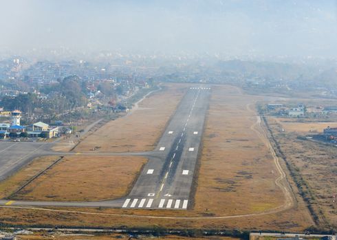 Aerial view of Pokhara airport in Nepal