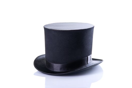 Black classic top hat, isolated on white background 