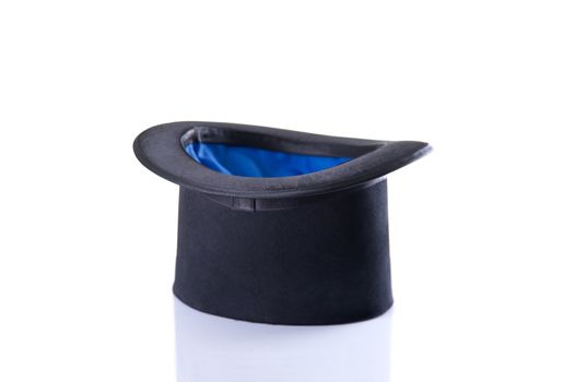 Black and blue magician top hat, isolated on white background 