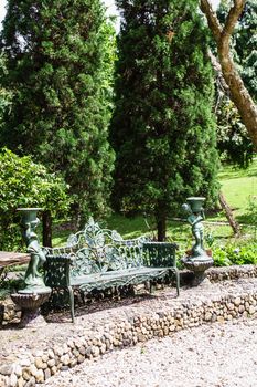 metal chair in the public park,Chiangrai,Thailand