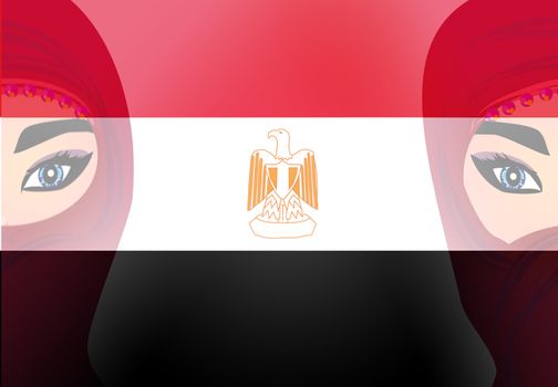 Woman face painted with flag of Egypt