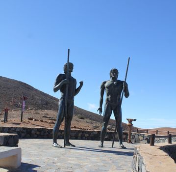 Monument near village Betancuria, Canary Island Fuerteventura, Spain