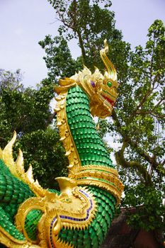 naga sculpture at thai Buddhist temple,Chiangrai,Thailand