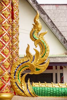 stucco work in thai art that usually decorated with mirror and precious stone or gold leaf,Chiang rai temple,Thailand