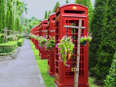 Red Thai Phone Booths in Nong Nooch Garden.