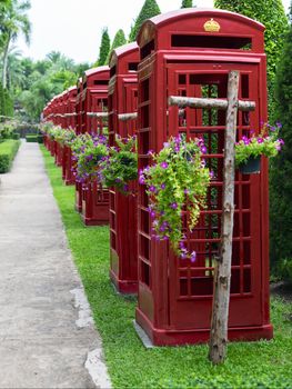 Phone Booths in Nong Nooch Garden. Thailand.