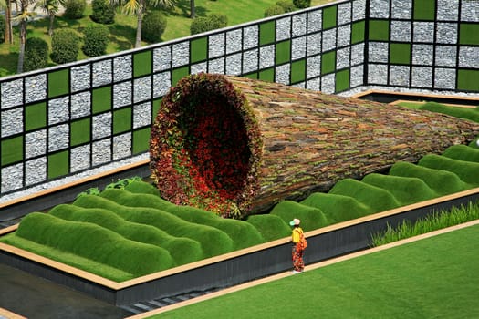 Tunnel of flowers in the international horticultural exposition,Royal flora expo, Chiang Mai, Thailand.