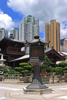 Chi Lin Nunnery in Hong Kong. The traditional architecture in the Tang Dynasty Style.