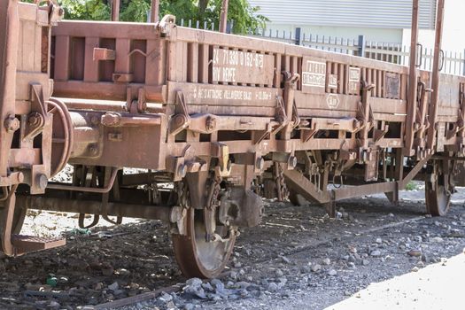 old freight train, metal machinery details