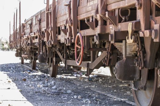 old freight train, metal machinery details